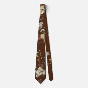 Cravate Élégant Floral Foncé Vintage Humeur