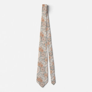 Cravate Élégant Floral Victorien Pêche Sauge