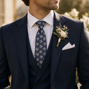 Cravate Élégant floral vintage marine