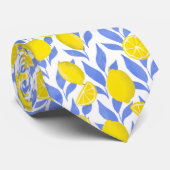 Cravate Elegant French Country Lemon Blue Botanical (Roulé)
