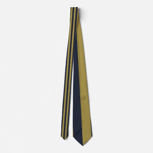 Cravate Elégant Gold & Navy Blue Vertical Stripes (Dos)