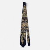 Cravate Elégant Gold Sun Mandala Blue Nebula Design (Devant)