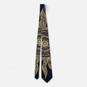 Cravate Elégant Gold Sun Mandala Blue Nebula Design (Dos)
