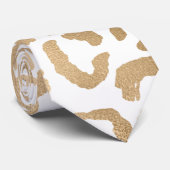 Cravate Elegant Gold White Leopard Cheetah Animal Print (Roulé)