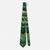 Cravate Elegant Green Gold Chevron Pattern (Devant)