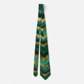 Cravate Elegant Green Gold Chevron Pattern (Dos)