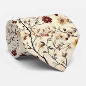 Cravate Elégant gris floral rouille Tan noir (Roulé)