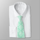 Cravate Élégant Groomsmen Damask Pattern Neo Mint Mariage (Attaché)
