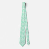 Cravate Élégant Groomsmen Damask Pattern Neo Mint Mariage (Devant)