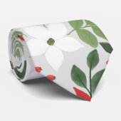 Cravate Elégant hiver Rouge blanc Floral peinture (Roulé)