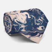 Cravate Élégant Indigo Pink Cream Marble Motif élégant (Roulé)