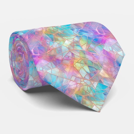 Cravate Élégant Iridescente Motif en verre de qualité : Lu (Roulé)