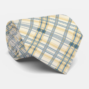 Cravate Élégant Jaune et bleu marine imprimé