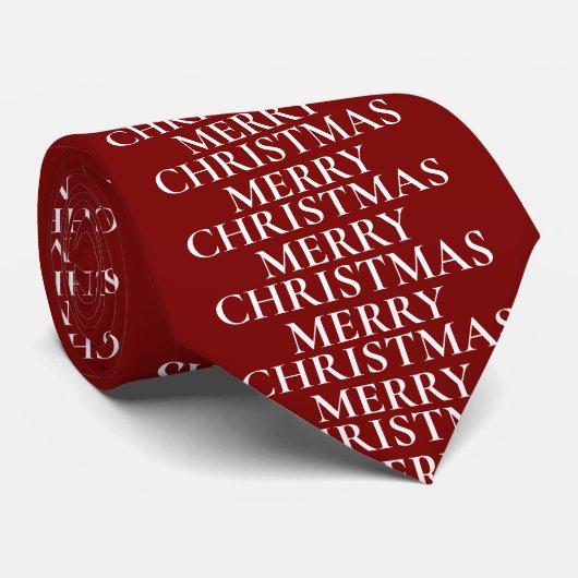 Cravate Élégant "Joyeux Noël" Red Custom Holiday (Roulé)