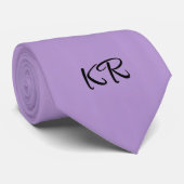 Cravate Élégant Lavande Purple Classic Monogrammes Initial (Roulé)