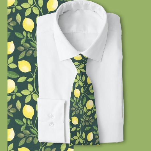 Cravate Elegant Lemon Botanical Pattern Fashion