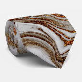 Cravate Elégant look moderne cuivre or et marbre blanc (Roulé)