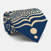 Cravate Elégant Mandala Art Boho Gold et Navy Blue Luxury (Roulé)