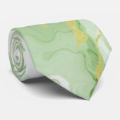 Cravate Elégant Marbre Vert Faux Gold Parties scintillant  (Roulé)