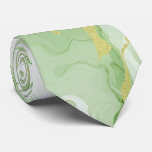 Cravate Elégant Marbre Vert Faux Gold Parties scintillant  (Roulé)