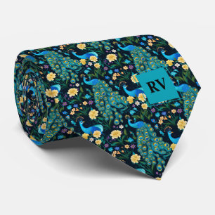 Cravate Élégant Mariage de monogramme Peacock