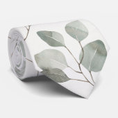 Cravate Élégant Mariage Ecru argent Dollar Eucalyptus (Roulé)