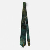 Cravate Élégant Mariage Emerald Green et Gold Flecks (Devant)