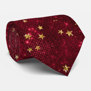 Cravate Elégant Maroon Red Gold Star cadeau