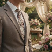 Cravate Elegant Mauve Rose Vintage Floral 