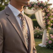 Cravate Elegant Mauve Rose Vintage Floral 