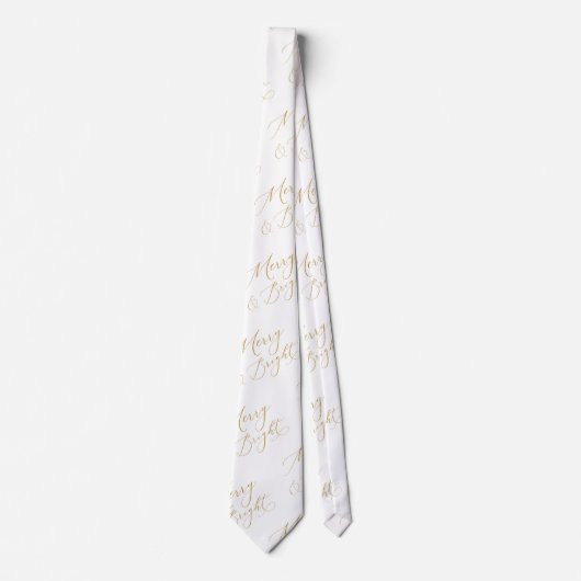 Cravate Elegant Merry & Bright Gold Script Tie (Devant)