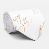 Cravate Elegant Merry & Bright Gold Script Tie (Roulé)