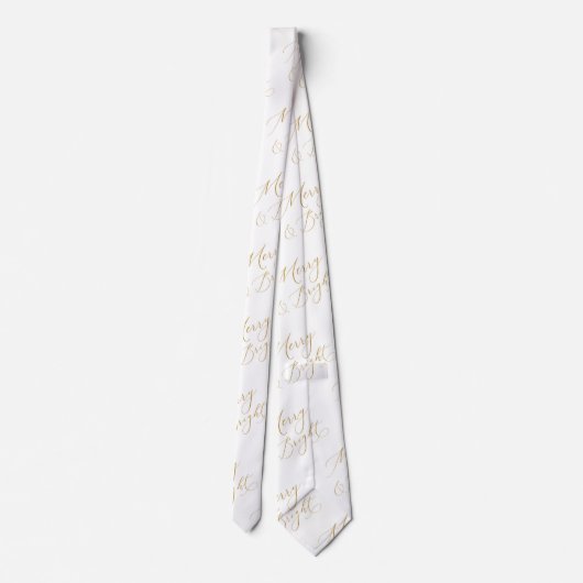 Cravate Elegant Merry & Bright Gold Script Tie (Dos)