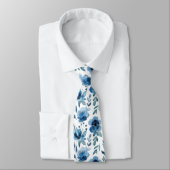 Cravate Elégant Modèle Floral Bleu Pour Mariages (Attaché)