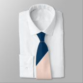 Cravate élégant moderne pastel peach bleu marine bloc de c (Attaché)
