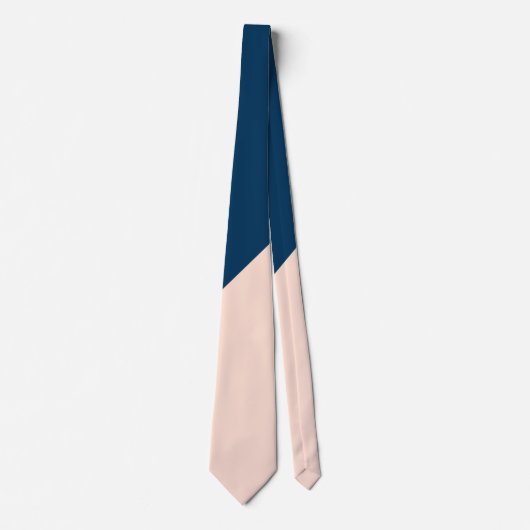 Cravate élégant moderne pastel peach bleu marine bloc de c (Devant)