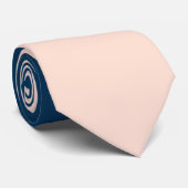 Cravate élégant moderne pastel peach bleu marine bloc de c (Roulé)