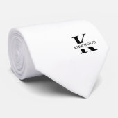 Cravate Élegant Monogram | Blanc noir (Roulé)