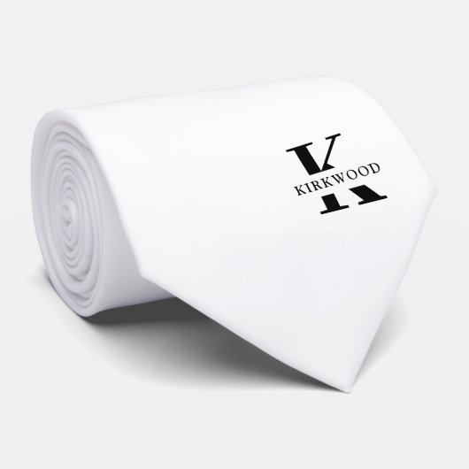 Cravate Élegant Monogram | Blanc noir (Roulé)
