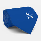 Cravate Elegant Monogram + Name | Lapis Blue | One-Sided (Roulé)