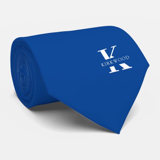Cravate Elegant Monogram + Name | Lapis Blue | One-Sided (Roulé)