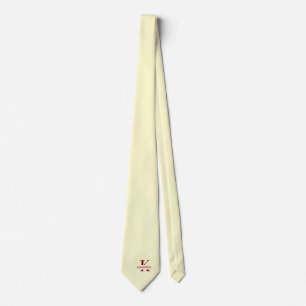 Cravate Élégant Monogramme Crème Bourgogne