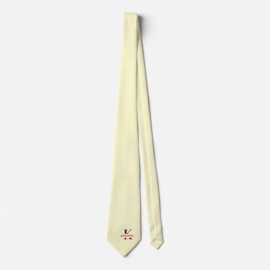 Cravate Élégant Monogramme Crème | Bourgogne (Devant)