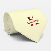 Cravate Élégant Monogramme Crème | Bourgogne (Roulé)