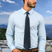 Cravate Élégant Monogramme gris bleu marine Personnalisé