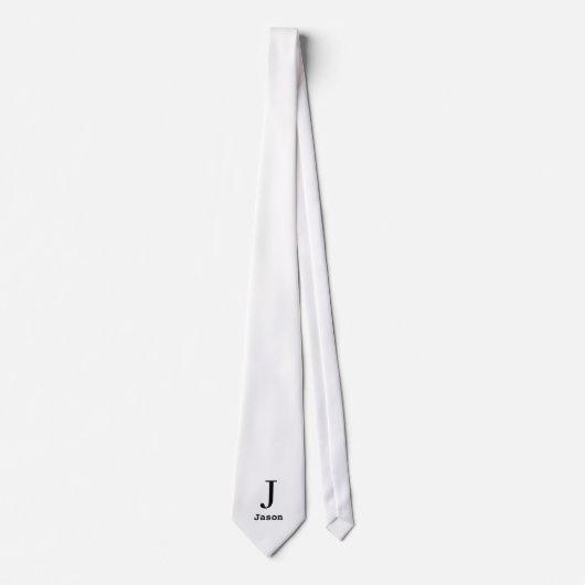 Cravate Élégant Monogramme Nom initial Personnalisé Blanc (Devant)