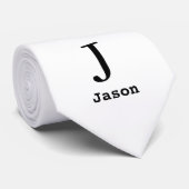 Cravate Élégant Monogramme Nom initial Personnalisé Blanc (Roulé)