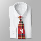 Cravate Élégant Monogramme Plaid Rustique Noël (Attaché)