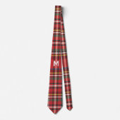 Cravate Élégant Monogramme Plaid Rustique Noël (Devant)
