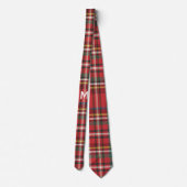 Cravate Élégant Monogramme Plaid Rustique Noël (Dos)
